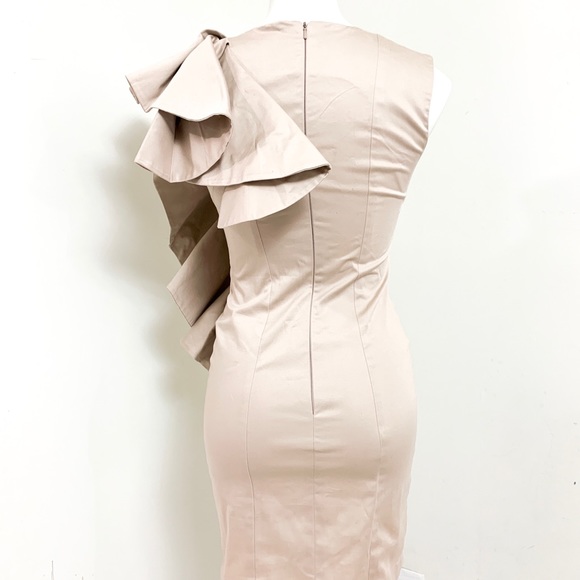 French Connection Dress Sheath Ruffle  Dress beige - Picture 4 of 8